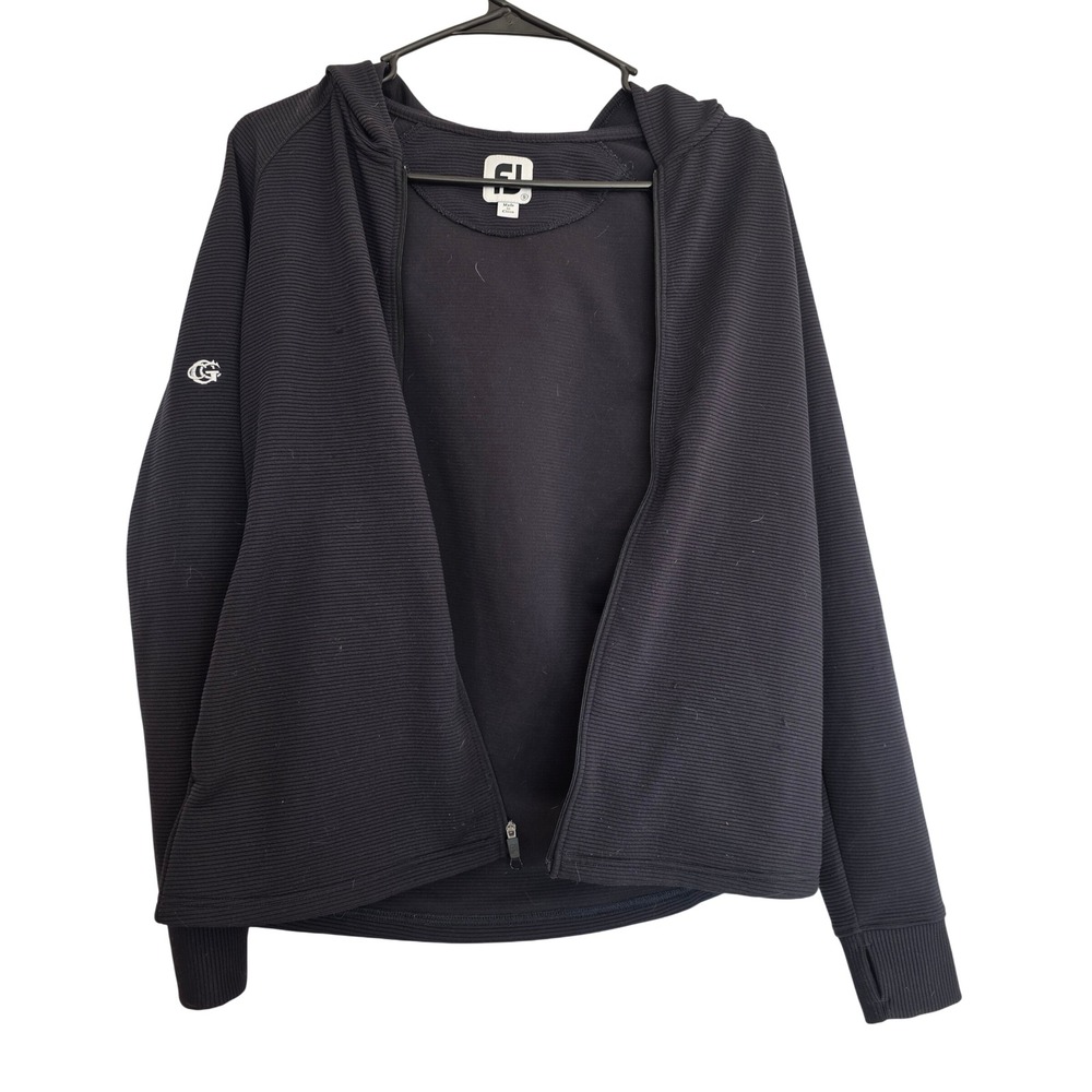 FootJoy‎ Mens Navy Blue Ribbed Full Zip Golf Hoodie Jacket Small